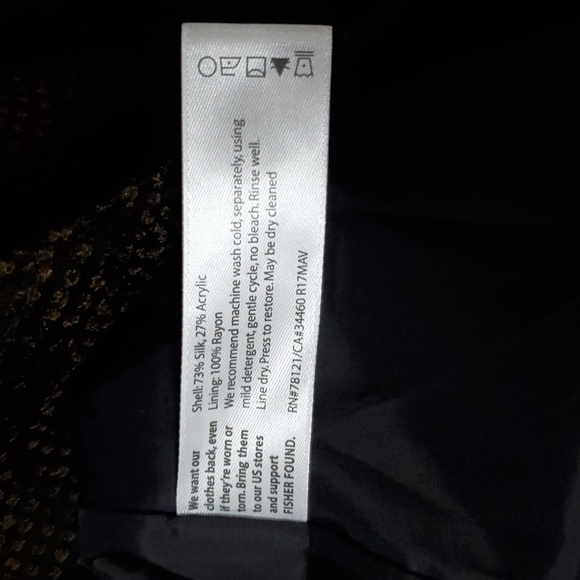 Eileen Fisher Size Large Silk Blend Jacquard Wave Blazer Jacket Black Brown - Picture 5 of 13